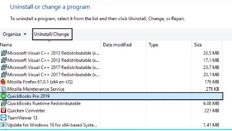 Uninstall or change Program