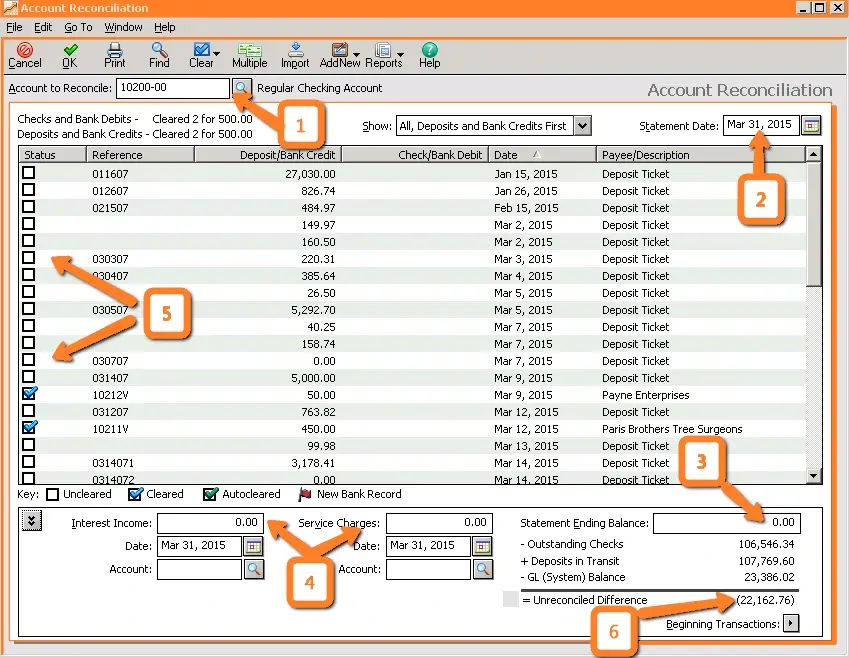 bank reconciliation in sage 50
