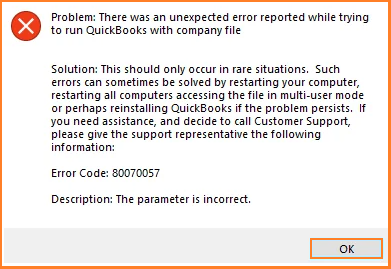 quickbooks error 80070057